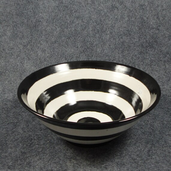 Black and white striped bowl by mccloypottery on Etsy