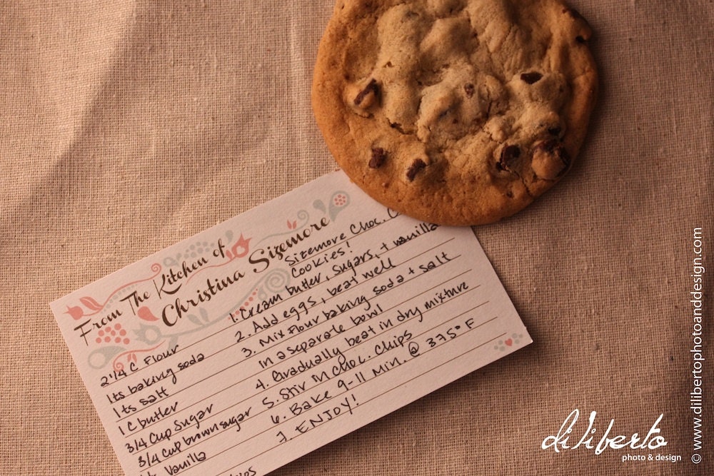 PRINTABLE Custom Name Recipe Cards : Vintage Floral Design