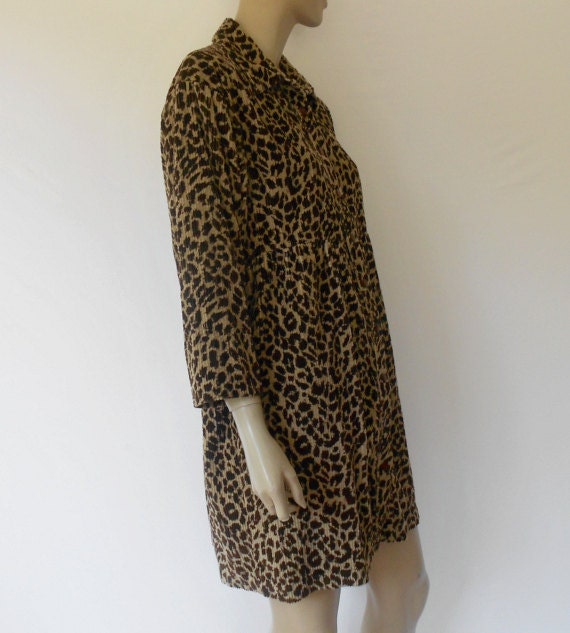 Vintage Grunge Dress, 80's Leopard Print Corduroy Grunge Dress