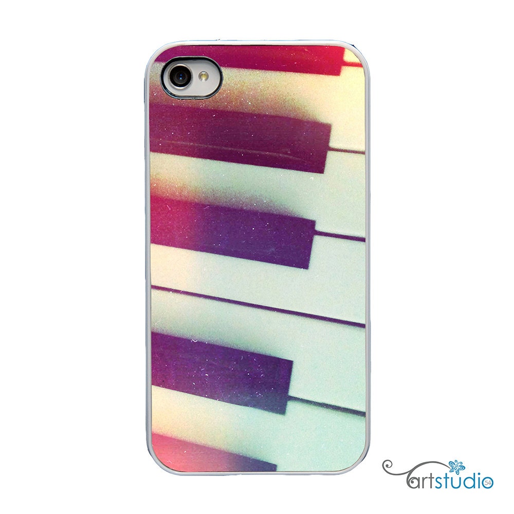 Piano Keys Music Black White or Black Sides iPhone Case - IPhone 4, 4s or 5 Hard Cover - Fun Bright Art Unique Trendy - artstudio54