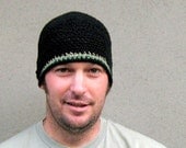 black crochet beanie/ cotton n' hemp