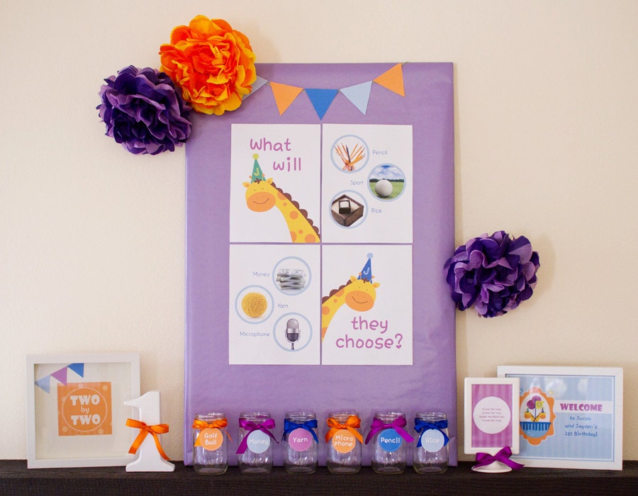 DOLJABI Korean First Birthday: for Custom Noah's Ark, Two by Two, Giraffe Twin Birthday DIY Party Package Il_570xn