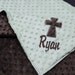 Baby Boy Blanket, Baptism Blanket with Cross 36x30