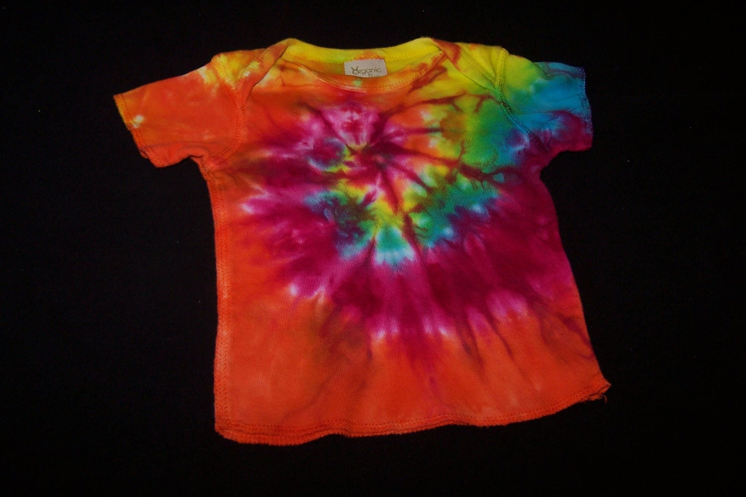 Sunshine Rainbow Spiral  Tie Dyed Short Sleeve ORGANIC Cotton Tshirt  Size 6m