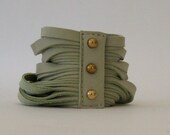 Mint Green Leather Bracelet // Cuff