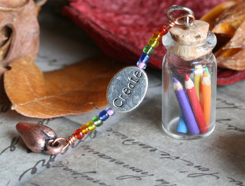 Create Miniature Colored Pencils Pendant (Copper Heart)
