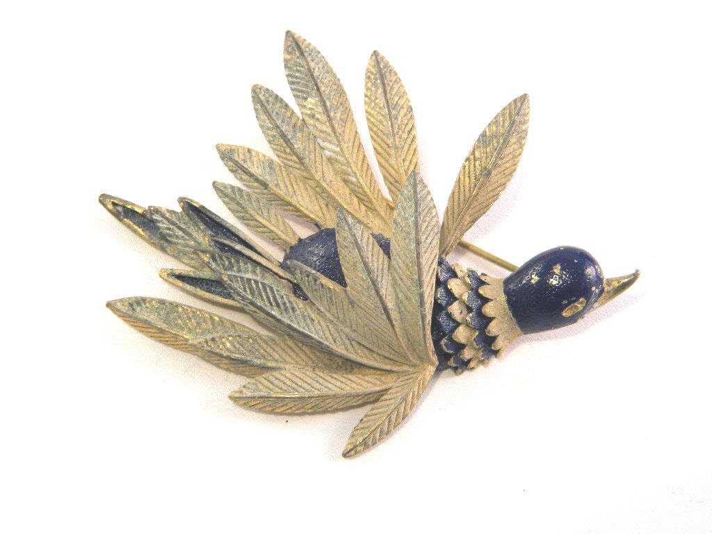 St. Labre Enamel Bird in Flight Vintage Figural Pin Brooch