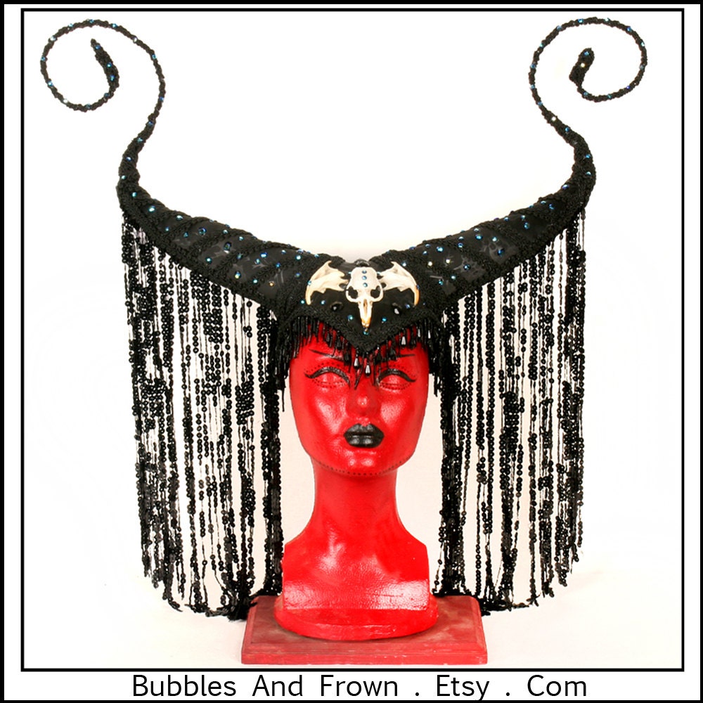 Maleficent in Bling... Maleficent Horns Adorned with Skulls and Bling