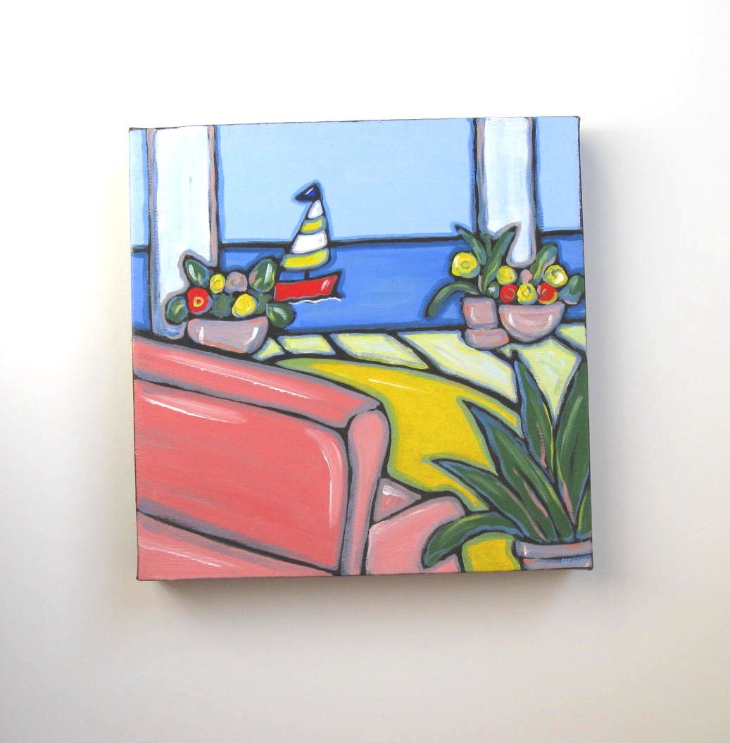 Spring Sale Pink Acrylic Beach Painting