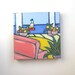 Original Beach Painting,  Acrylic, OOAK, home decor, 12x12, Pink, Sofa, beach cottage decor, shabby chic