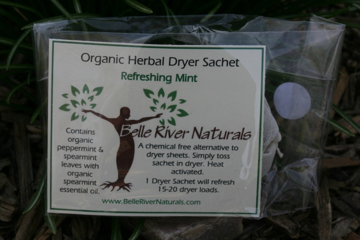 Organic Herbal Dryer Sachet  Minty Fresh