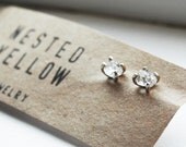 8-9mm Herkimer Diamond and Sterling Silver stud earrings