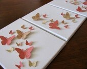TRIPTYCH Canvas. Salmon Peach. Taupe. Ivory. Olive Green. Moss Green. Three 8x10s. 10x24 Horizontal. 24x10 Vertical