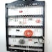 Jewelry Holder, Holds 90-180 Pairs of Earrings, Has 7 Necklace Jewelry Organizer Pegs, Ebony (Black), Oak, Wood, Hanging, Ready To Ship