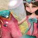 5x7 Premium Art Print "Chelsea y Beatriz Senora del Elefante Rosa" Small Size Giclee Print  - Circus Performer Girl With Pink Elephant