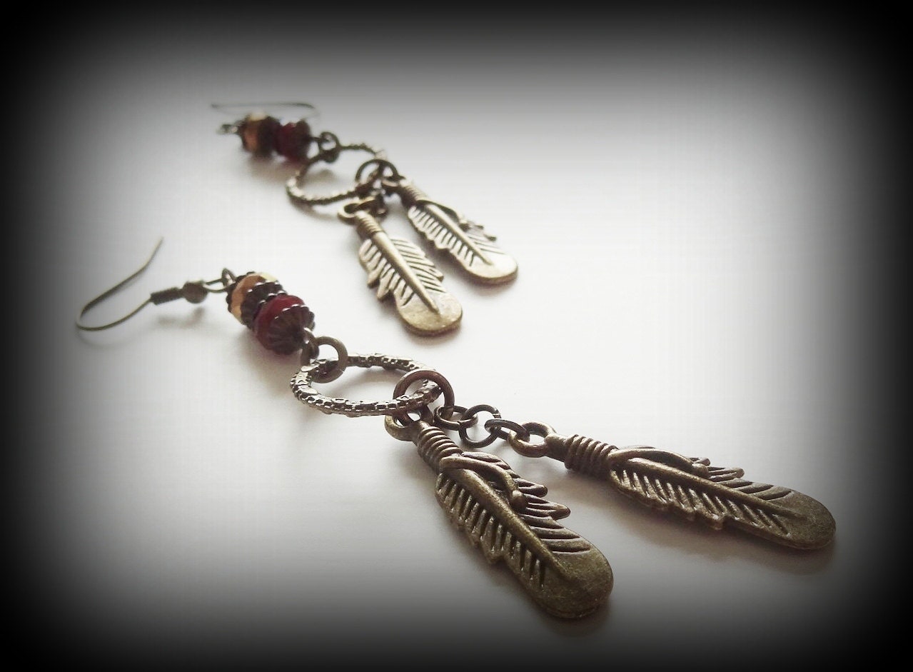 Florida State University, Seminoles, Feather Earrings, Garnet and Gold