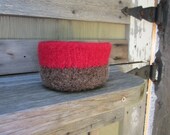 Felted Wool Bowl - Rustic Christmas Red Brown