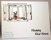 New Home Card Charmingly Clean and Simple COTTAGE WINDOW