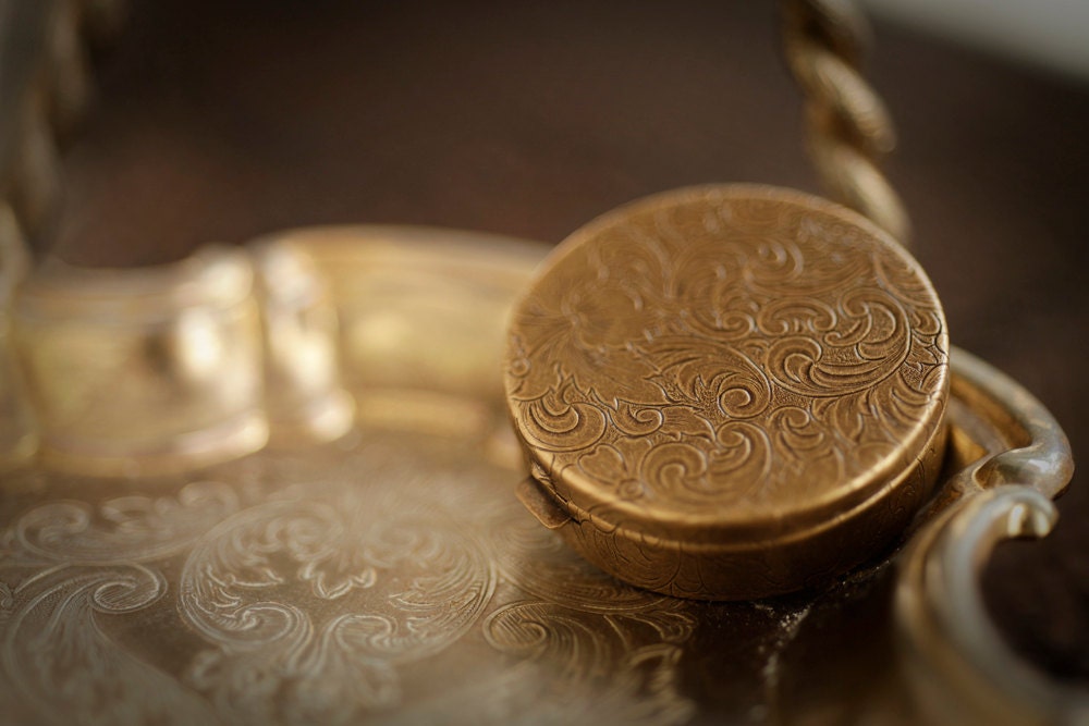 Antique Settee - natural solid perfume in brass compact
