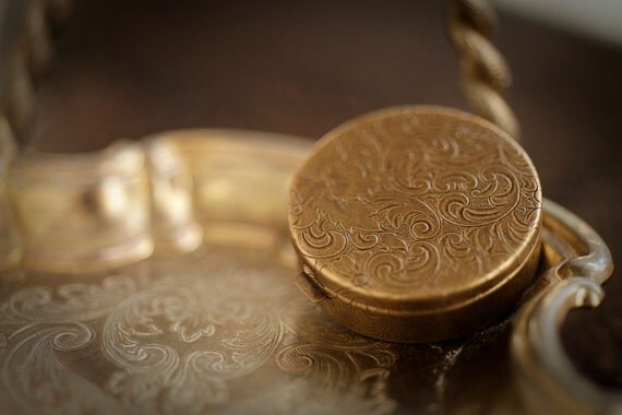 Antique Settee - natural solid perfume in brass compact