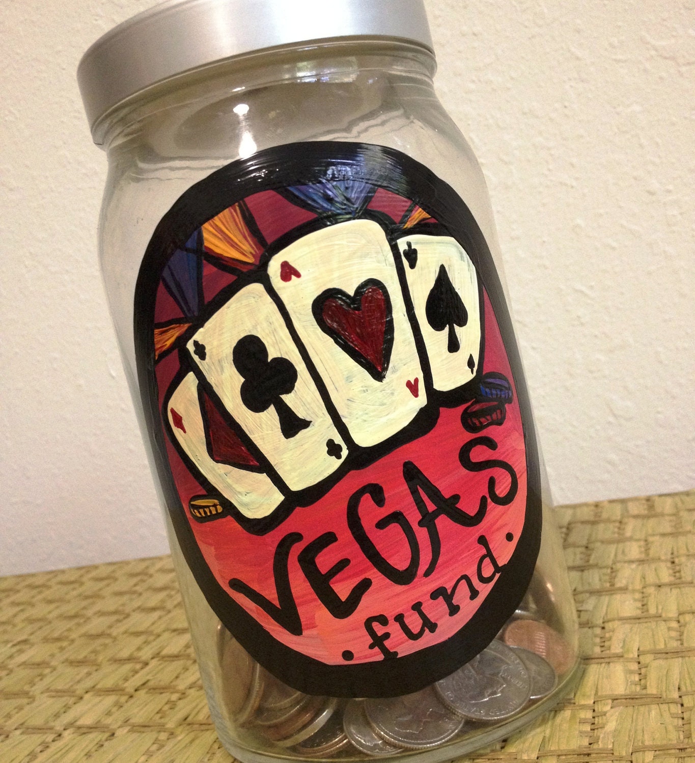 Custom Fund Jar - Hand Painted and great gift