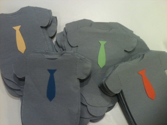 Pack of 30 Baby shower or 1st birthday onesie napkins or banner decoration with any color neck ties and any color napkin. Il_570xn