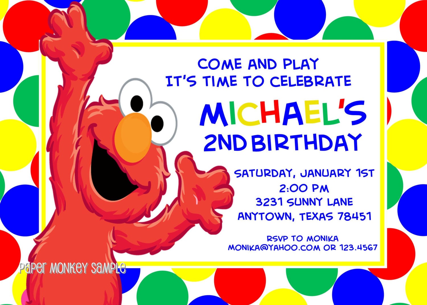 Sesame St Birthday Invitations - 1.00 each with envelope Il_570xn