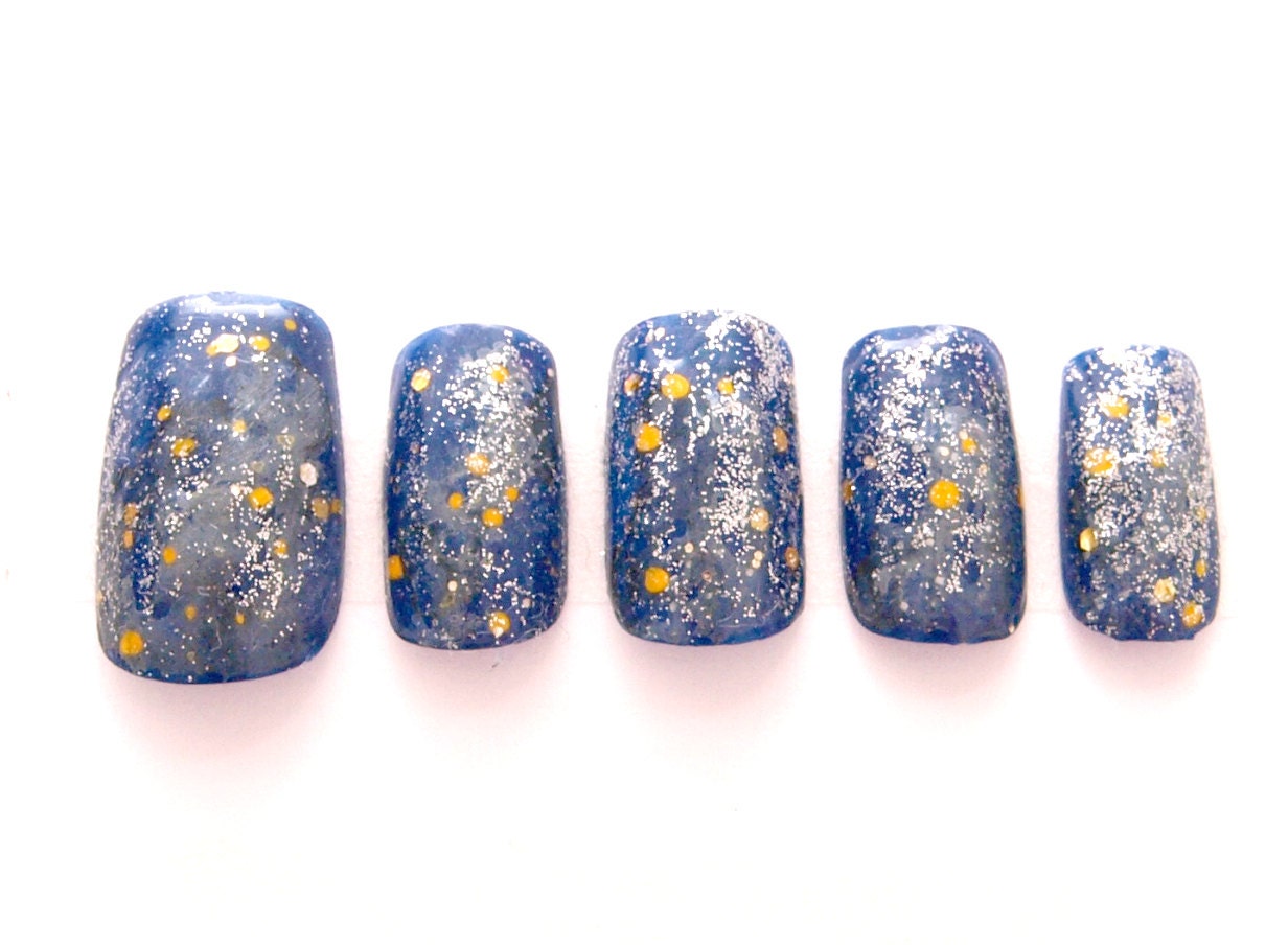 Galaxy, milky way, space nail, fake nails, hand painted, glitter, press on nails
