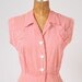 1940's Candy Striper Dress - Red and White Striped Cotton Shirtdress