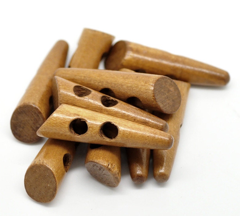 3 wooden Toggle Buttons - Coffee Brown - 5 x 1.3cm (2"x1/2")  (BB121E)