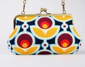 Little handbag - Primrose in midnight - metal frame purse with shoulder strap