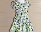 Peasant Top and Twirl Skirt in Gray, Lime, and Aqua size 6/7 and 8/10
