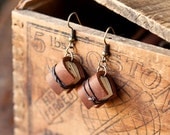 Mini Leather Journal Earrings - Handmade Brown Book Jewelr