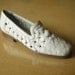 1980s woven leather off white preppy loafers size 6