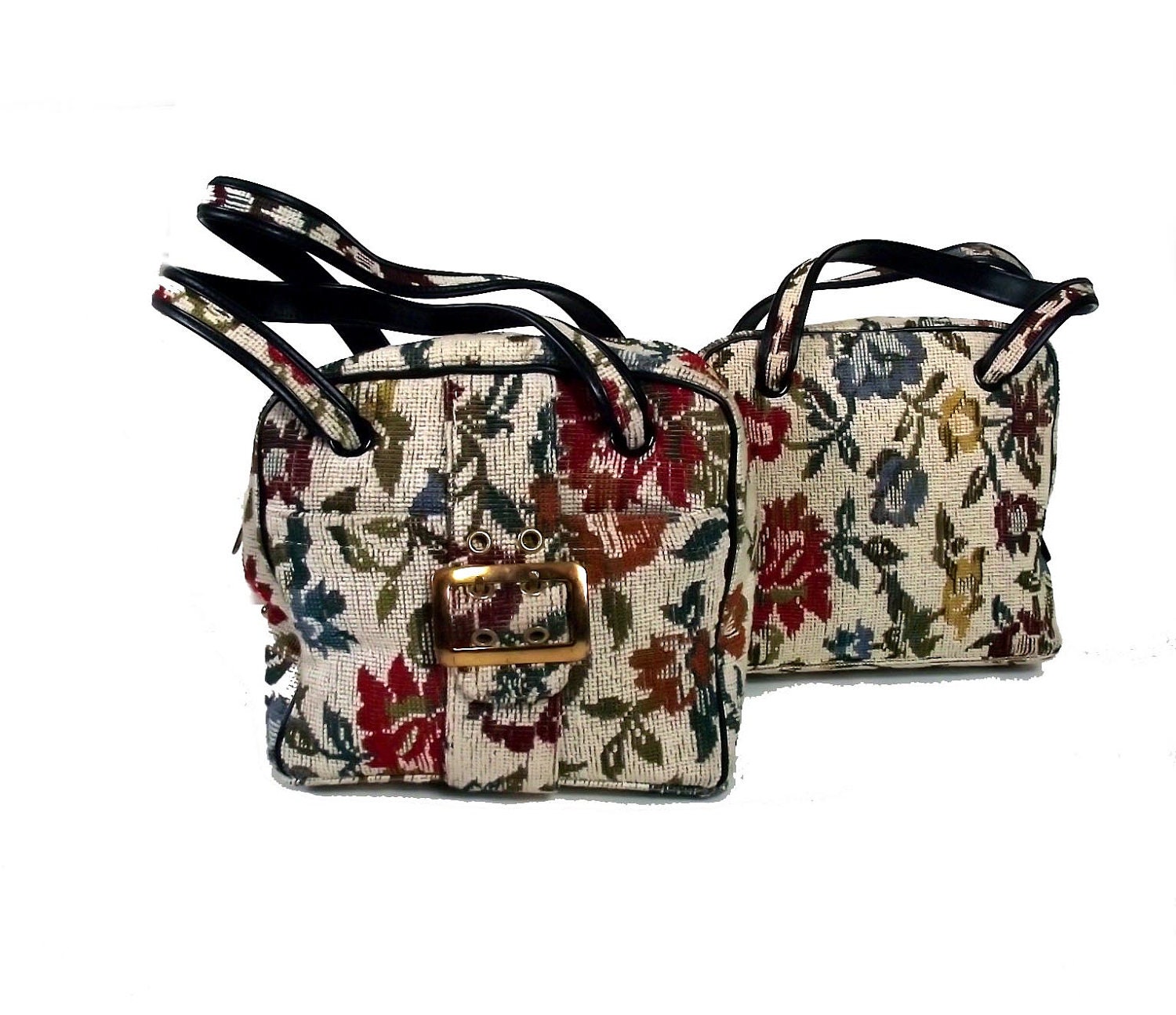 70s Bags. Faux Tapestry Totes. Doubles set. Storage