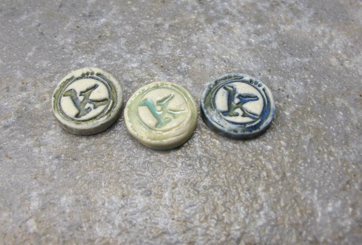 K - Little Porcelain Initial Necklace - Handmade, ceramic, personalize, wedding, anniversary, birthday, gift