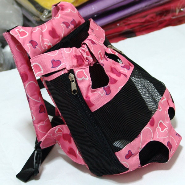 Pet Dog Cat Puppy Front Backpack Carrier Bag Pouch Tote Carry Outdoor Travel Legs out Pink 8.6X5.1X10.2" inch T114-Fen