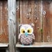 Large Plush Crochet Owl Stuffie in pastel rainbow multicolor, MADE TO ORDER.