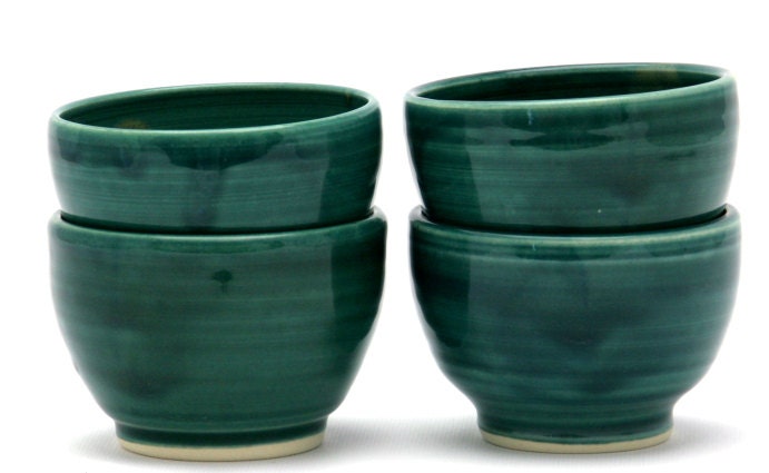 Green Dessert Bowl in Copper Mountain Glaze Combination
