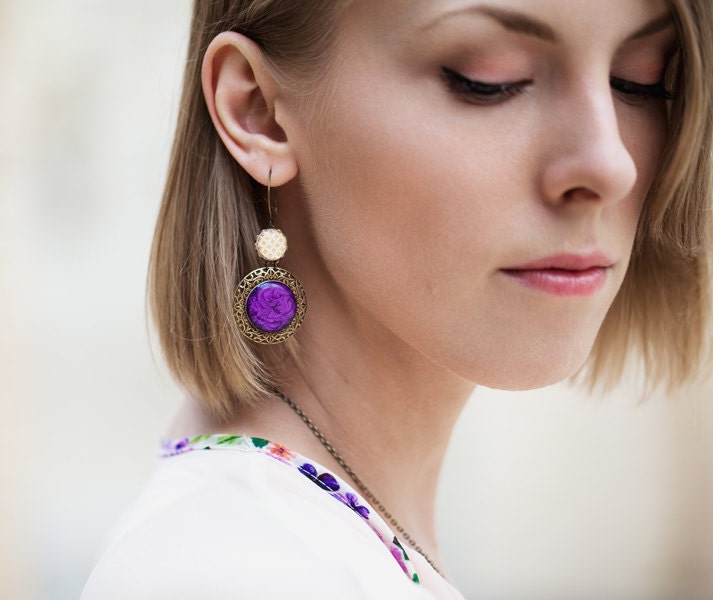 Purple earrings - Jewel tones (E108)
