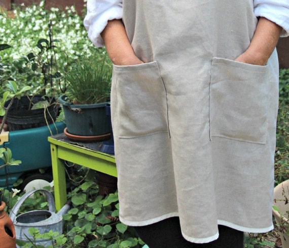 Natural Linen Pocket Pinafore Apron
