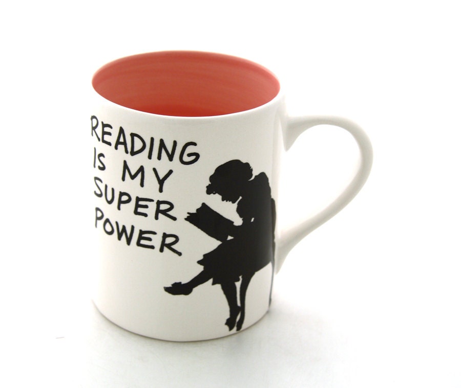 Reading Tea Mug Reading is my Superpower Great gift for Book Lover PINK