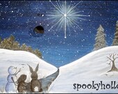 Snowman bunny Christmas print