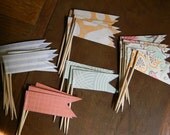 2 Dozen Cupcake Picks Sweet Vintage Prints //READY TO SHIP//
