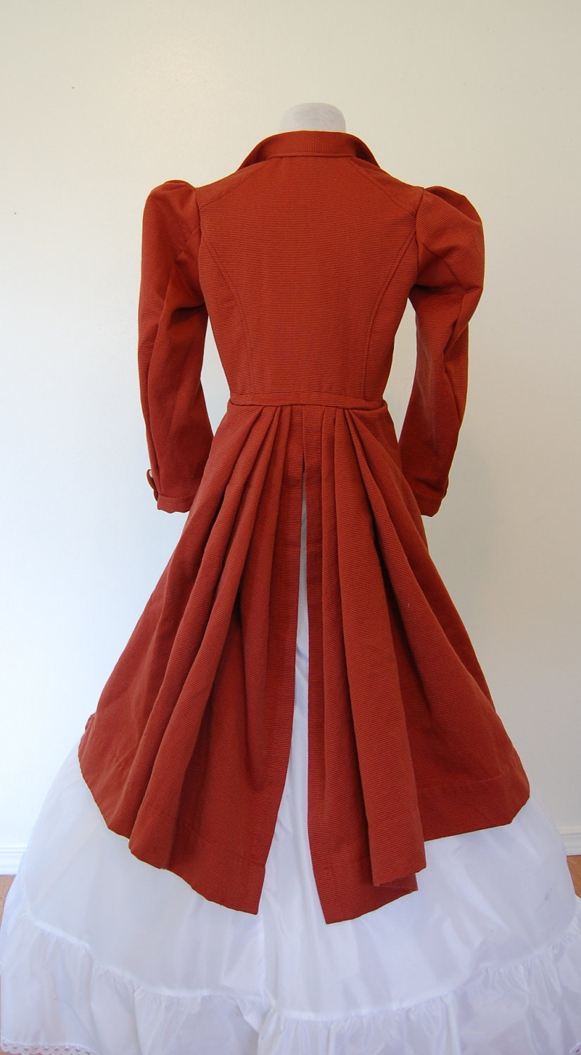 Rusty corduroy Steampunk Victorian inspired coat jacket size small repurposed material