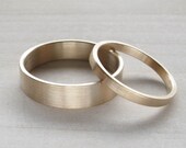 Eco-friendly handmade wedding band set - recycled 14k yellow, white or rose gold - Satin finish Modern Wedding Ring - Unconventional