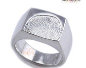 Custom fingerprint Mens  Signet Ring Sterling Silver