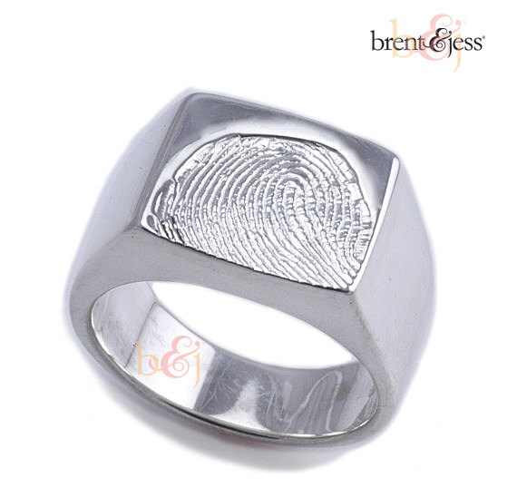 Custom fingerprint Mens Ring Sterling Silver by fabuluster