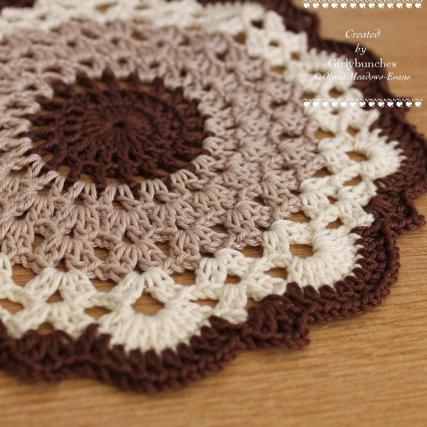 Frothy Coffee Brown Large Crochet Doily