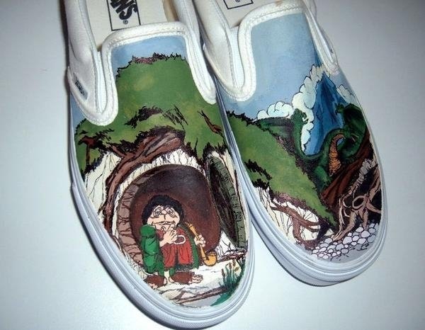 The Hobbit There and Back Again Hand Painted Custom Vans Shoes